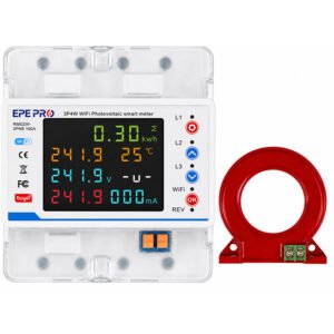 EPEPRO Single Phase WiFi Smart MCB 100A AC80-300V DIN Rail Circuit Breaker with Leakage, Overcurrent, Overvoltage and Undervoltage Protection
