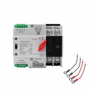 63amp AC110V Dual Power Automatic Transfer Switch 2P 50/60Hz, 2POLE 63A Mini ATS Solar Auto Dual Power Switch for Home Generator, Din Rail Mounted Cn Automatic Changeover Fast Transfer for Rv, Lv Power