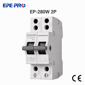 EPEPRO EP-280W 2P Mini Dual Power Transfer Switch 80A Manual MTS 230V/400V 50/60Hz DIN Rail Mount Circuit Breaker IEC60947-3 Standard