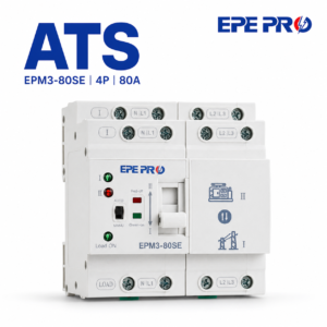 EPEPRO EPM3-80SE 4P 80A Automatic Transfer Switch ATS Three Phase Four Wire Dual Power Auto Manual Changeover Switch DIN Rail