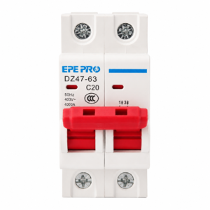 EPEPRO 63Amp 2 Pole AC Miniature Circuit Breaker, 120V/240V DIN Rail Mount Thermal Magnetic Trip MCB, Solar AC Disconnect Switch with Overload & Short Circuit Protection
