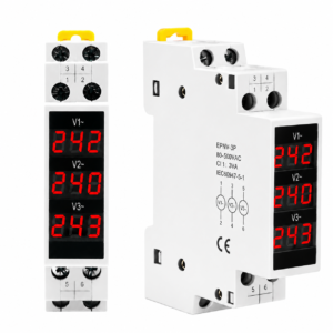 EPEPRO 3 Phase Ammeter LED Display High Accuracy Amp Meter AC 80-500V Current Meter DIN35MM Rail Voltmeter, red
