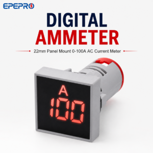 22mm LED Digital Current Meter AC 0-100A Panel Mount Ammeter for Distribution Cabinet Generator System