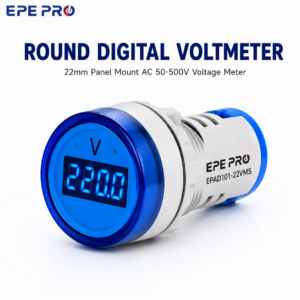 EPEPRO 22mm Panel Mount Digital Voltmeter AC 50-500V LED Voltage Meter Round Digital Voltage Indicator for Distribution Cabinet
