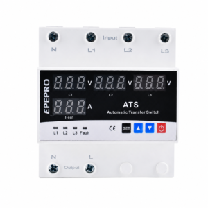 4P Automatic Transfer Switch with LCD Display, 63A Triple Power ATS with 4 Digital Displays for Input & Output Real-Time Voltage Monitoring, Automatic Changeover for Utility/Generator/Solar