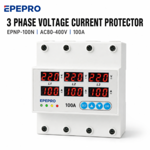 EPEPRO EPNP-100N 100A 3 Phase Adjustable Voltage Current Protector AC80-400V Over Under Voltage Current Protection Relay with Digital Display