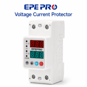 EPEPRO EPVA-002 2P Adjustable Voltage Current Protector 100-450V Over Under Voltage Over Current Protection Device with Auto Reconnect