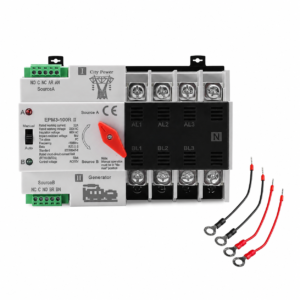 100Amp AC110V Automatic/Manual Transfer Switch 4P 50/60Hz, 4POLE 100A Mini ATS Solar Auto Dual Power Switch EPEPRO for Home Generator, Din Rail Mount Cn Automatic Changeover Fast Transfe for,Rv,Lv Power