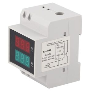 D52-2066 Single Phase Energy Meter with LCD Display Din Rail Electricity Usage Monitor for Voltage Current Power KWh Frequency Power Factor - 220V AC 40V-300V 100A Household & Industrial Use