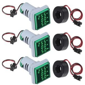 EPEPRO 22mm Digital Voltmeter Ammeter Frequency Meter AC 50-500V 0-100A LED Panel Indicator with Split Core Current Transformer