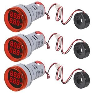 EPEPRO 2 in 1 22mm LED Digital Voltmeter Ammeter AC 50-500V 0-100A Round Panel Voltage Current Meter